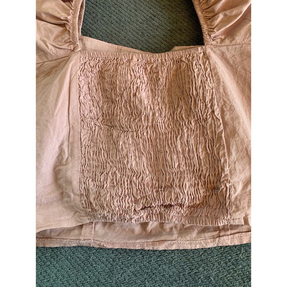 Sim & Sam Women Burnish Lilac Pleated Puff Sleeve Smocked Crop Top 52312BL L - Picture 5 of 9